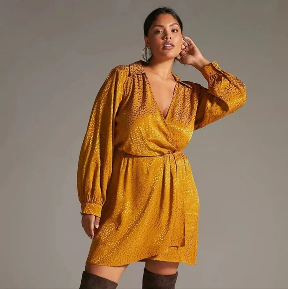 Anthropologie Jacquard Long-Sleeve Mini Dress Size Small - Picture 1 of 16